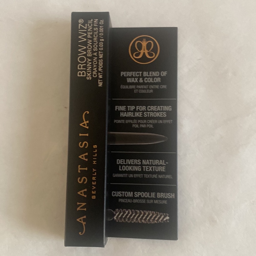 ANASTASIA Brow Wiz Skinny Detail Pencil With Spoolie Dark Brown Travel Size NIB